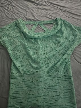 Mint Green Lace Overlay Women's Top